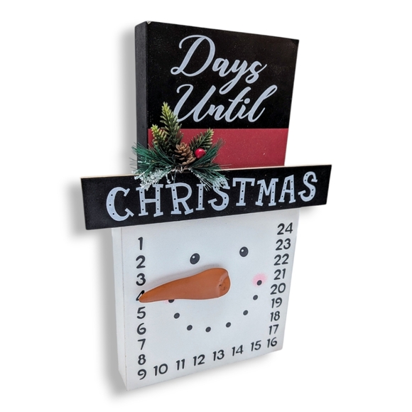 ** SOLD **   Wooden Snowman Days Until Christmas Countdown Decoration - Picture 2 of 13